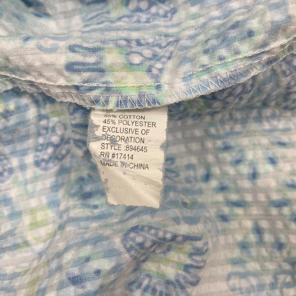 Miss Elaine Medium Full Zip White Blue Floral Robe‎ Lightweight Cotton Blend - Picture 4 of 5